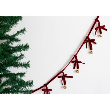 Ornament de Crăciun din catifea, BSY111, 12x140 cm, Catifea, Rosu