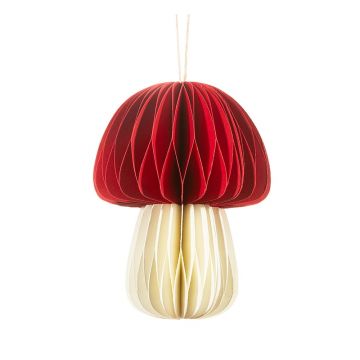 Ornament de Crăciun lucrat manual din hârtie ø 5 cm Honeycomb Mushroom – Sass & Belle
