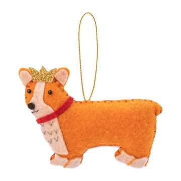 Ornament de Crăciun lucrat manual din material textil 5,5 cm Corgi – Sass & Belle
