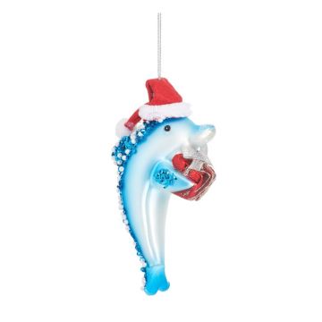 Ornament de Crăciun lucrat manual din sticlă 12,5 cm Dolphin – Sass & Belle