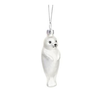 Ornament de Crăciun lucrat manual din sticlă 9 cm Baby Seal – Sass & Belle