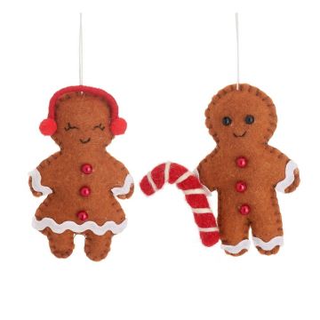 Ornamente de Crăciun lucrate manual 2 buc. din material textil 10 cm Gingerbread Couple – Sass & Belle