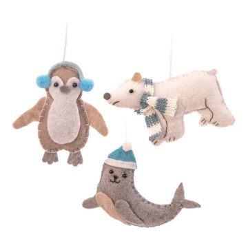 Ornamente de Crăciun lucrate manual 3 buc. din material textil 6 cm Arctic Animals – Sass & Belle