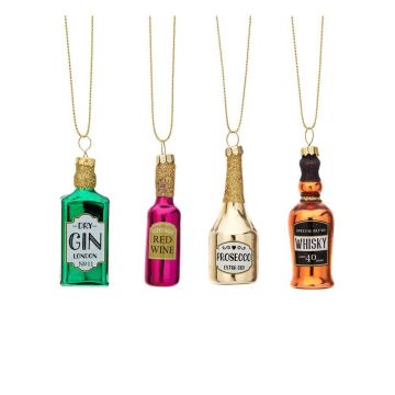 Ornamente de Crăciun lucrate manual 4 buc. din sticlă 10 cm Christmas Cheer – Sass & Belle