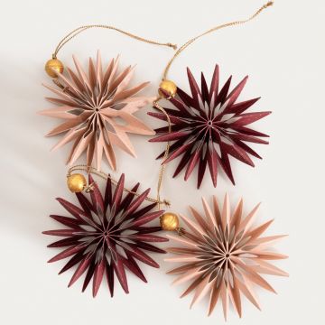 Set 4 globuri Galla, Homla, 10 cm, hartie, roz/mov